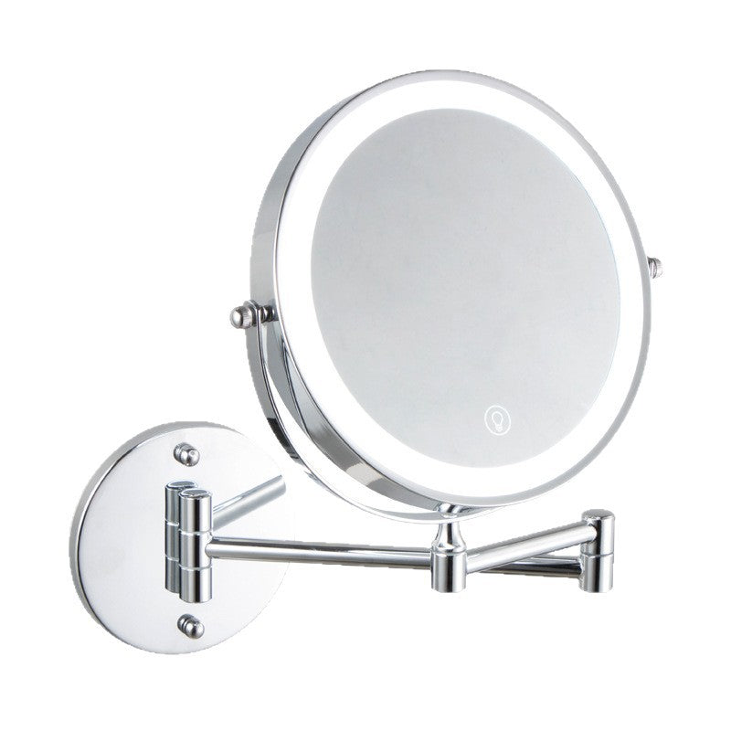 Wall-Mounted LED Makeup Mirror with Dual-Sided Magnification