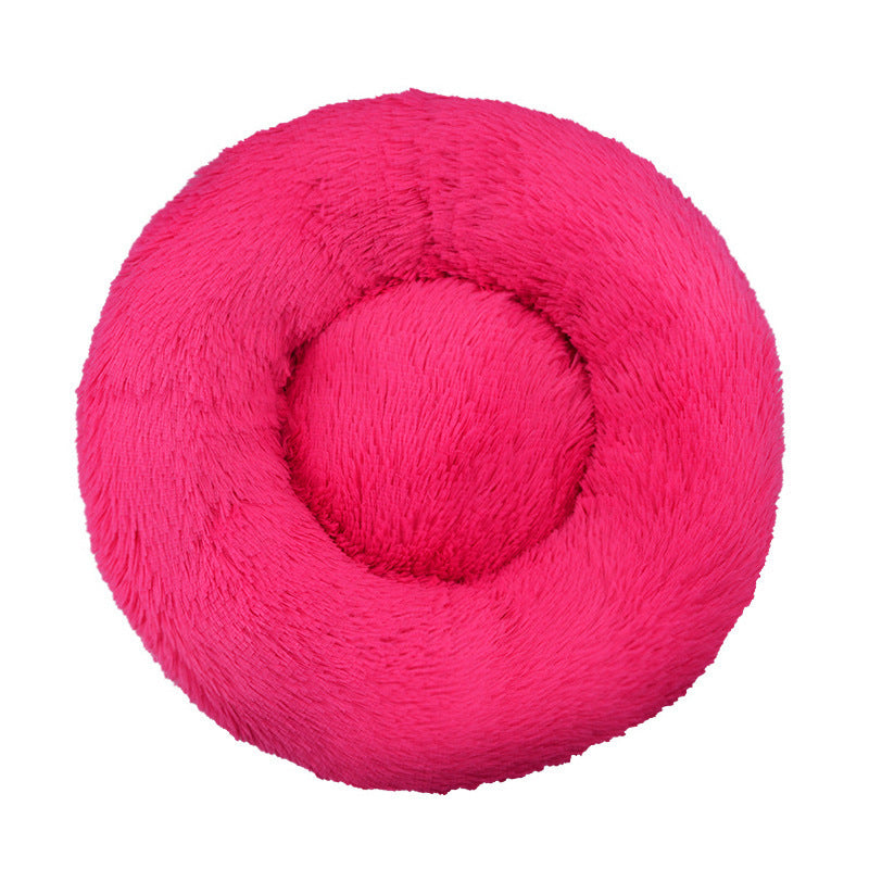 Plush Round Machine-Washable Pet Bed
