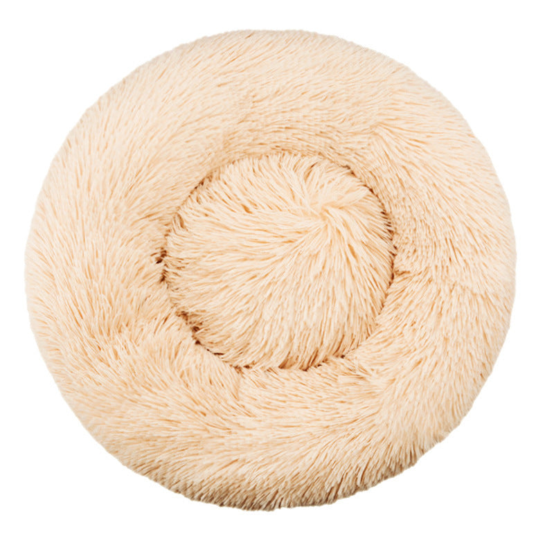 Plush Round Machine-Washable Pet Bed