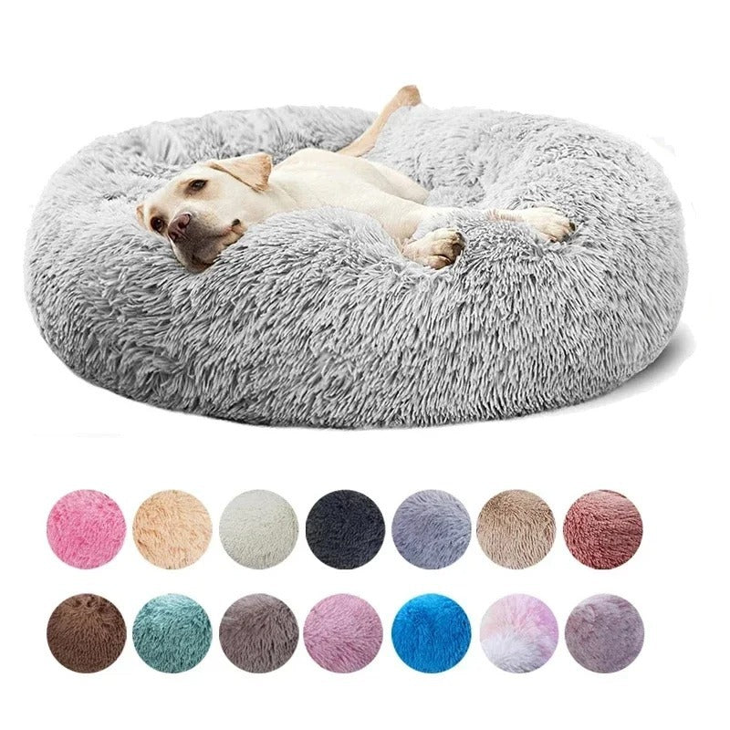 Plush Round Machine-Washable Pet Bed