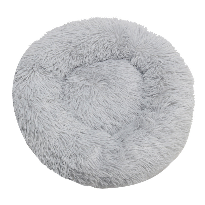 Plush Round Machine-Washable Pet Bed