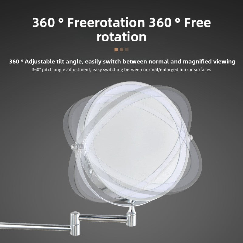 Wall-Mounted LED Makeup Mirror with Dual-Sided Magnification