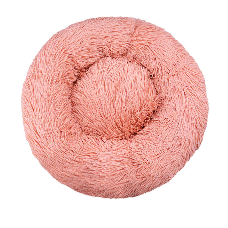 Plush Round Machine-Washable Pet Bed
