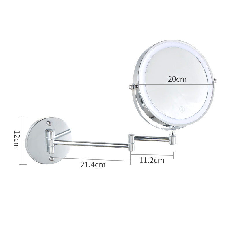 Wall-Mounted LED Makeup Mirror with Dual-Sided Magnification