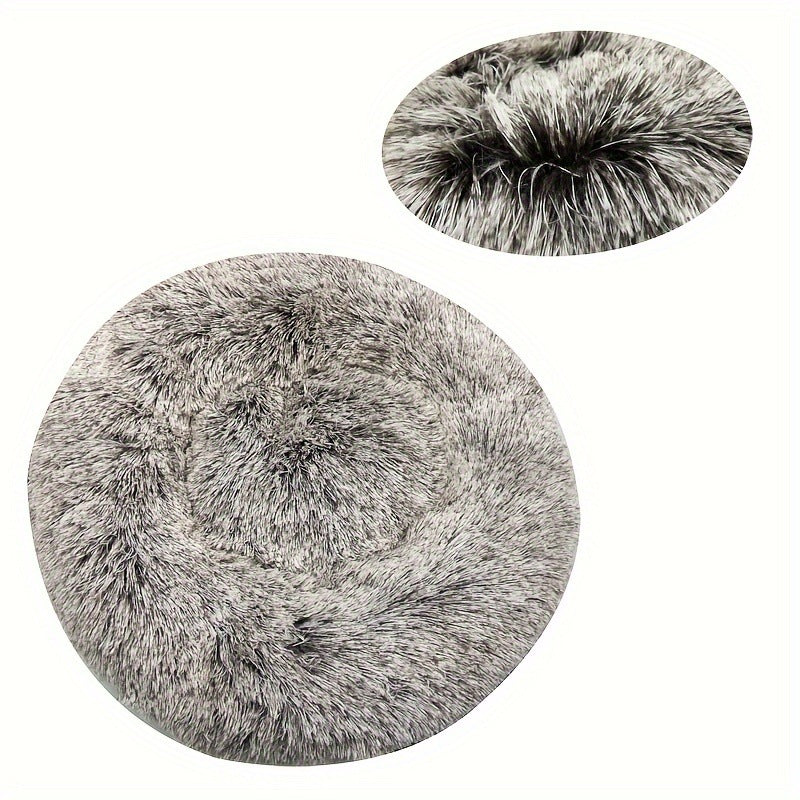 Plush Round Machine-Washable Pet Bed