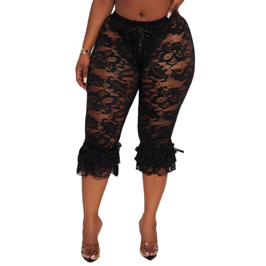 Sexy Lace Cropped Pants for Women
