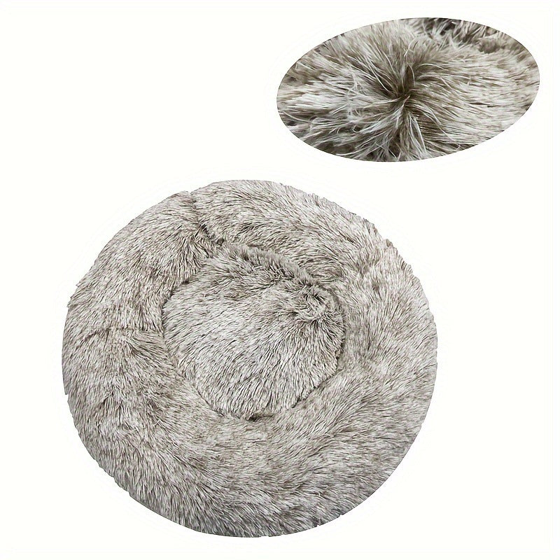Plush Round Machine-Washable Pet Bed