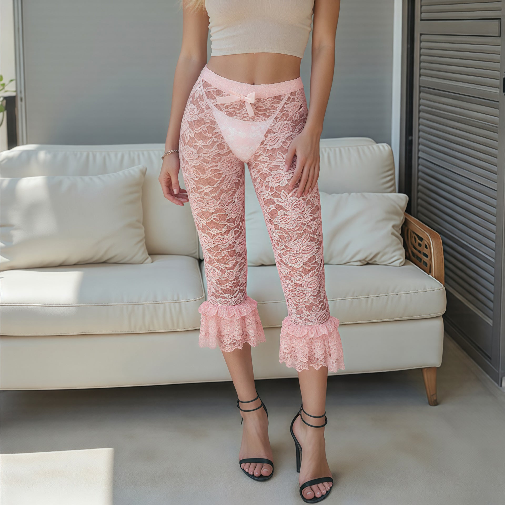 Sexy Lace Cropped Pants for Women