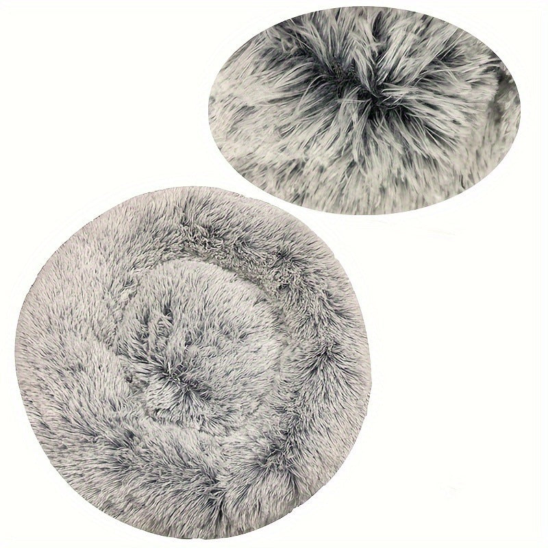 Plush Round Machine-Washable Pet Bed