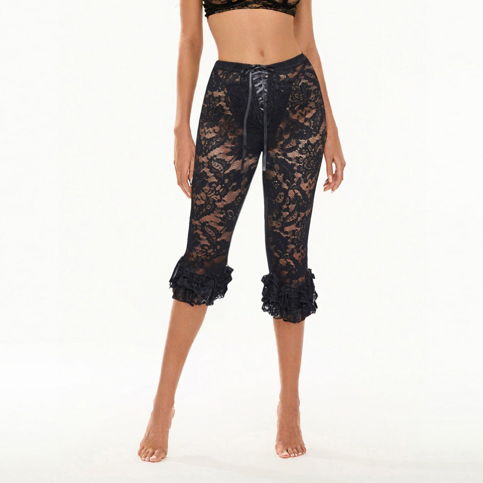 Sexy Lace Cropped Pants for Women