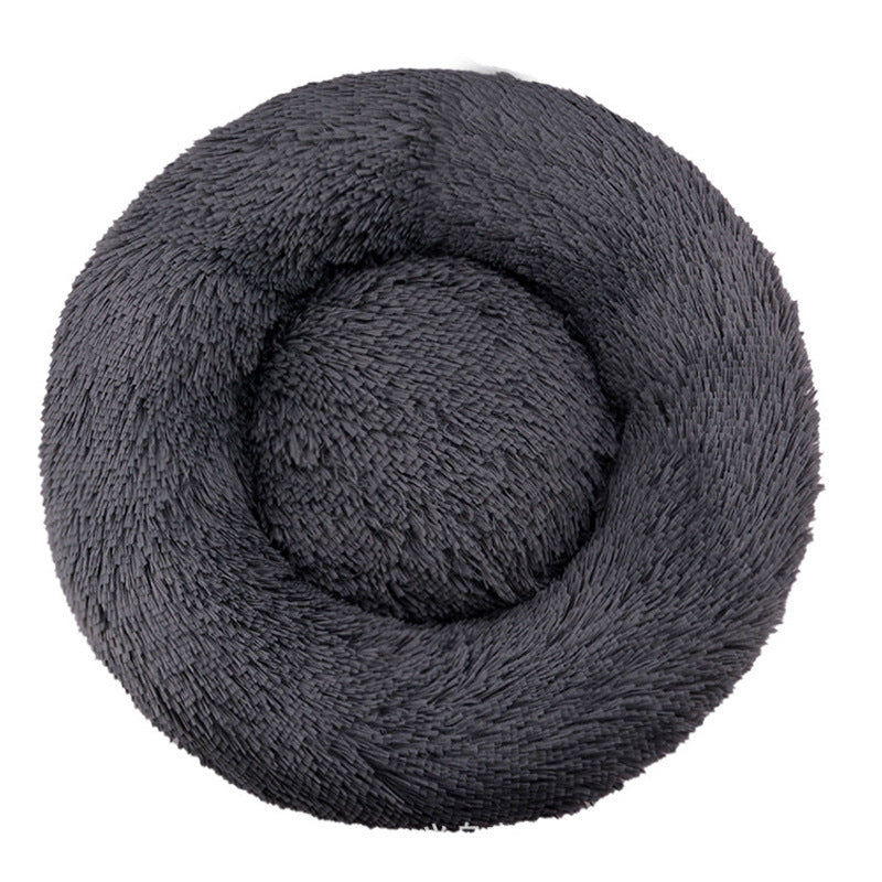 Plush Round Machine-Washable Pet Bed