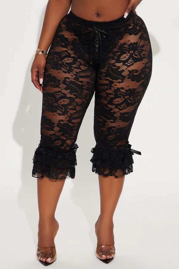 Sexy Lace Cropped Pants for Women