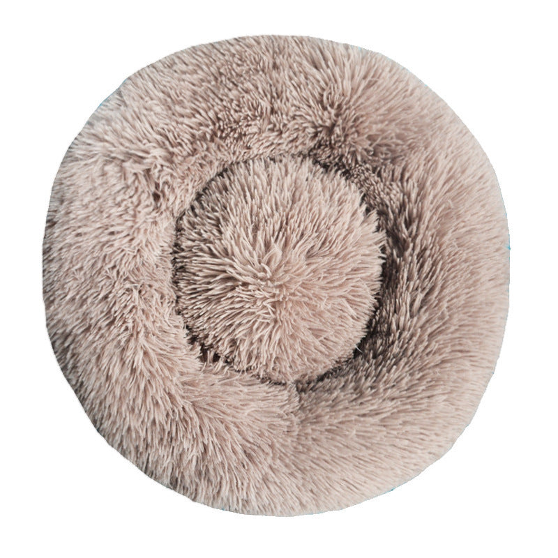 Plush Round Machine-Washable Pet Bed