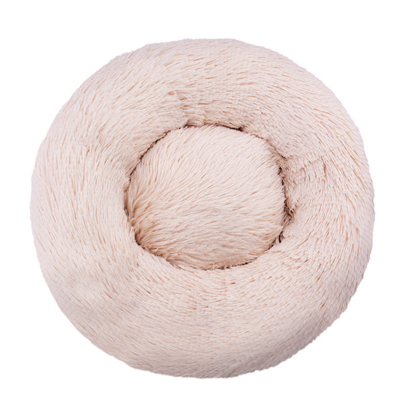 Plush Round Machine-Washable Pet Bed