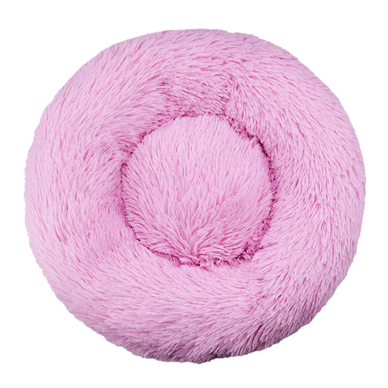 Plush Round Machine-Washable Pet Bed