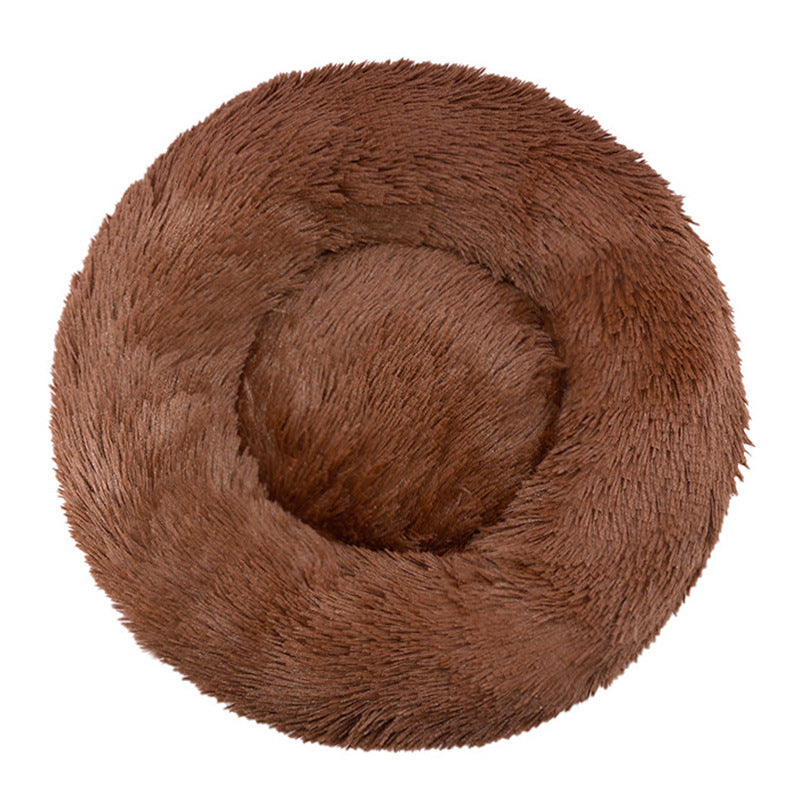 Plush Round Machine-Washable Pet Bed